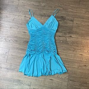 Turquoise blue ruched dress